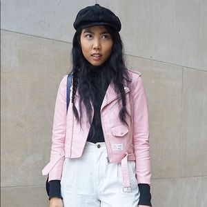 Pastel Pink Faux Leather Jacket